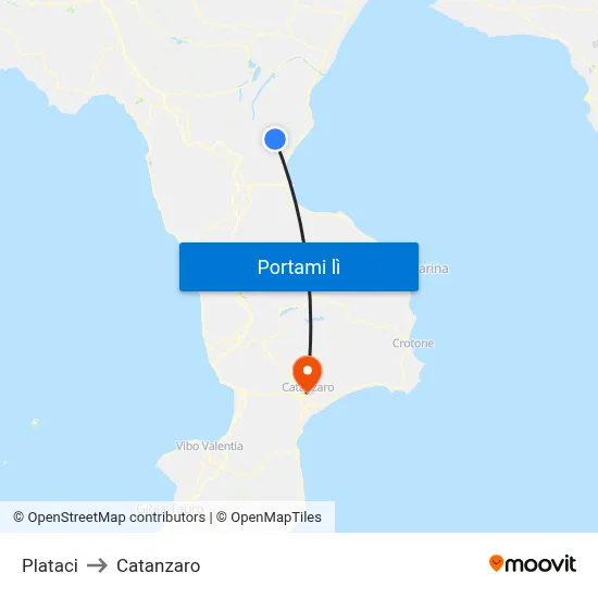 Plataci to Catanzaro map