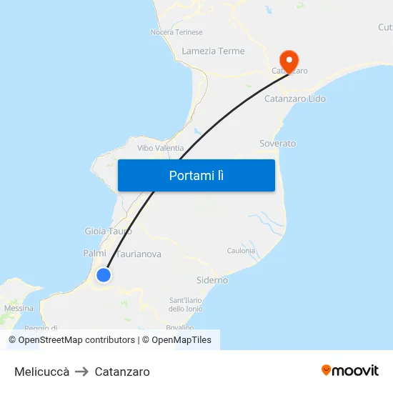 Melicuccà to Catanzaro map