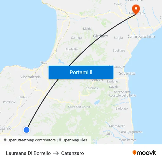 Laureana Di Borrello to Catanzaro map