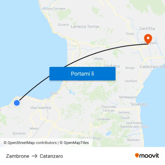 Zambrone to Catanzaro map