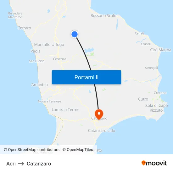 Acri to Catanzaro map