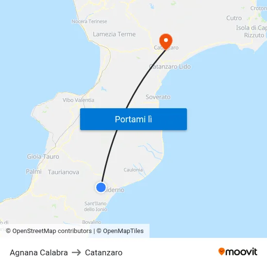 Agnana Calabra to Catanzaro map