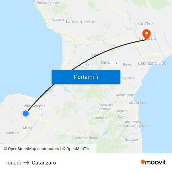 Ionadi to Catanzaro map