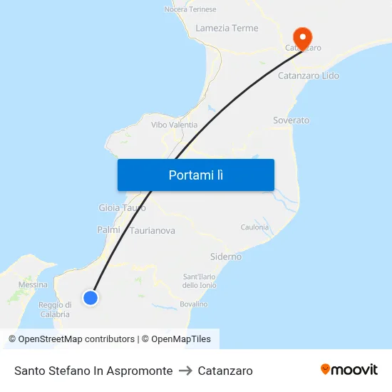 Santo Stefano In Aspromonte to Catanzaro map