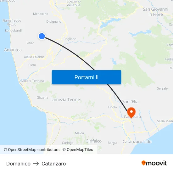 Domanico to Catanzaro map