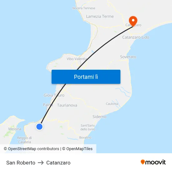 San Roberto to Catanzaro map
