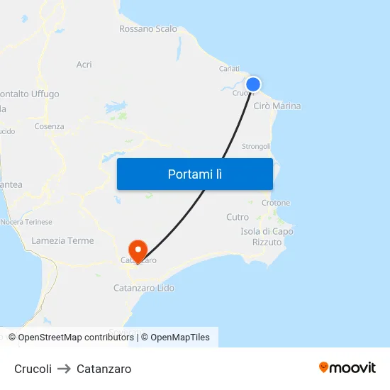 Crucoli to Catanzaro map