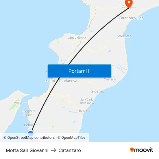 Motta San Giovanni to Catanzaro map