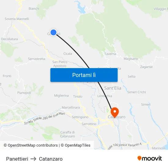 Panettieri to Catanzaro map