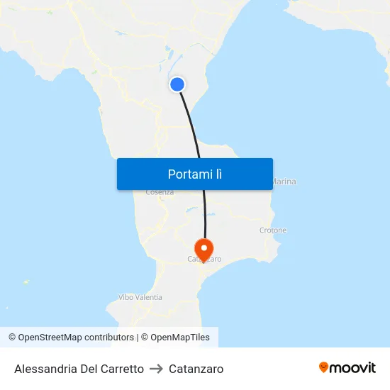 Alessandria Del Carretto to Catanzaro map