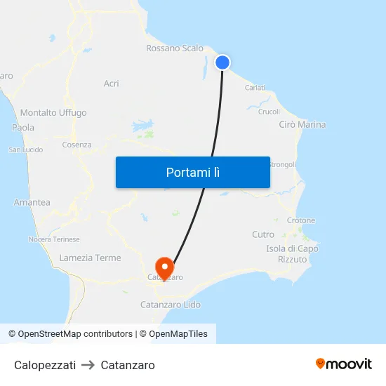 Calopezzati to Catanzaro map