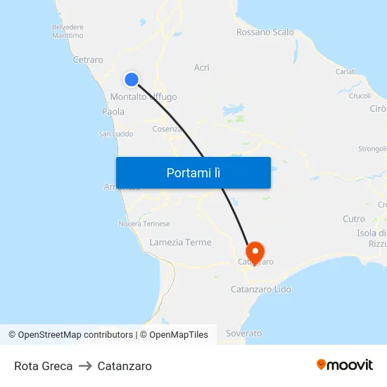 Rota Greca to Catanzaro map