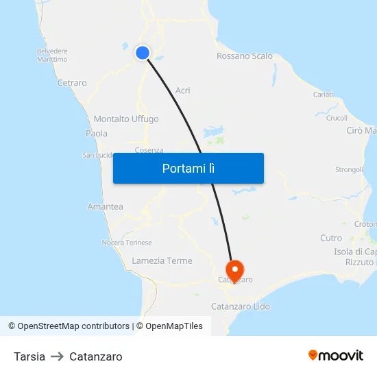 Tarsia to Catanzaro map