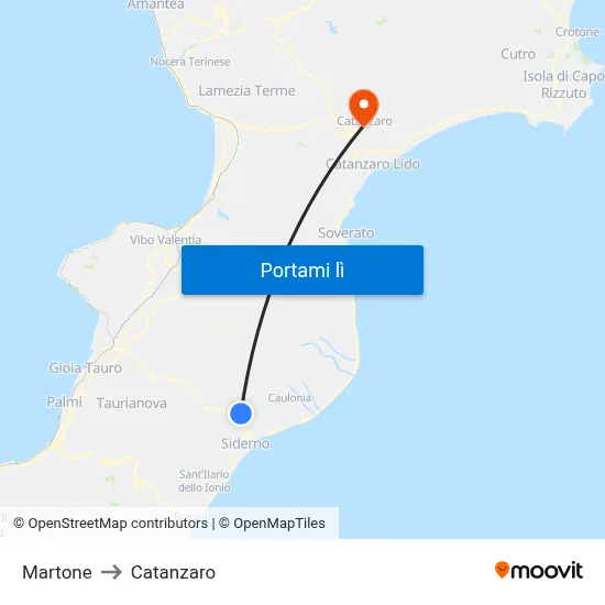 Martone to Catanzaro map