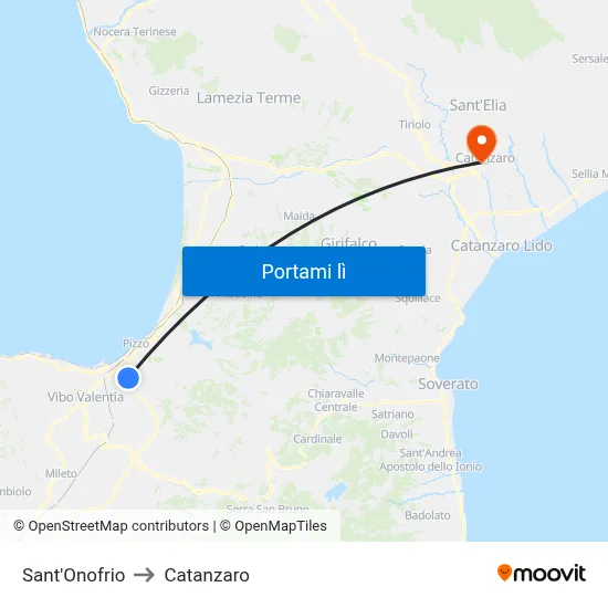 Sant'Onofrio to Catanzaro map