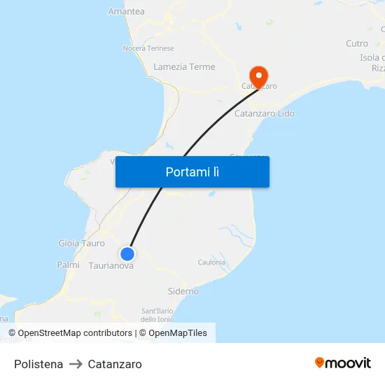Polistena to Catanzaro map