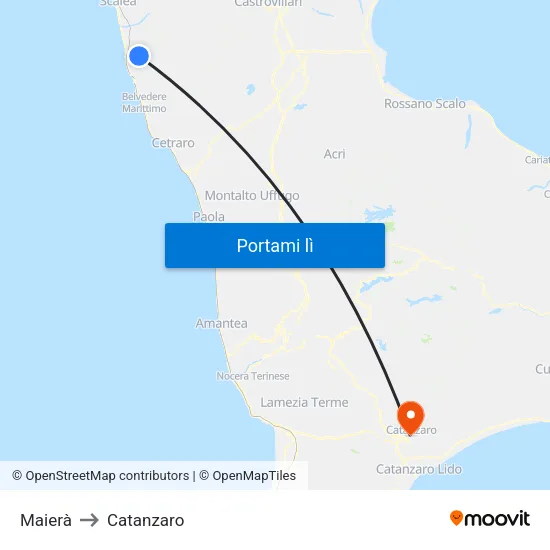 Maierà to Catanzaro map