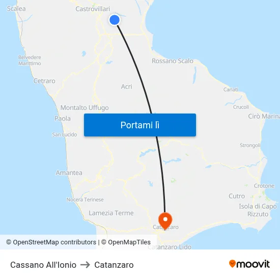 Cassano All'Ionio to Catanzaro map