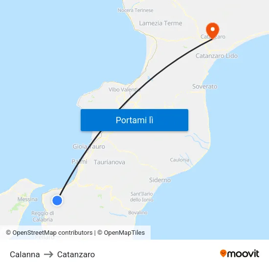 Calanna to Catanzaro map