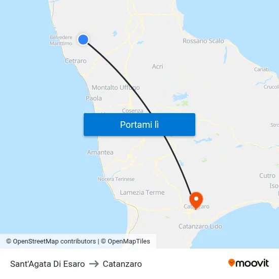 Sant'Agata Di Esaro to Catanzaro map
