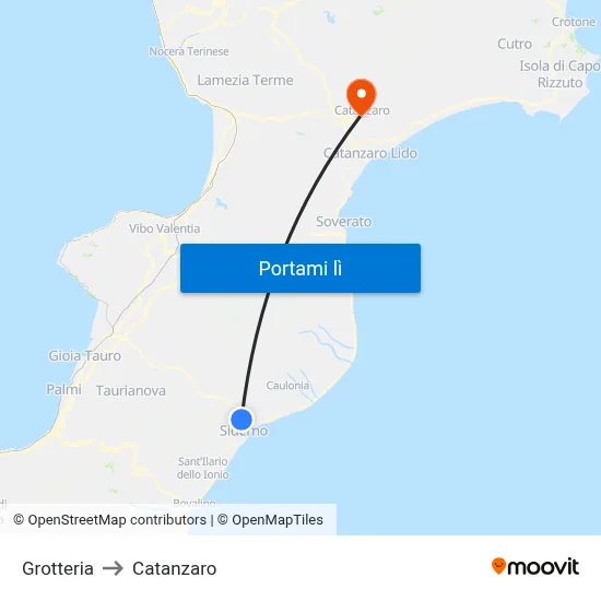 Grotteria to Catanzaro map