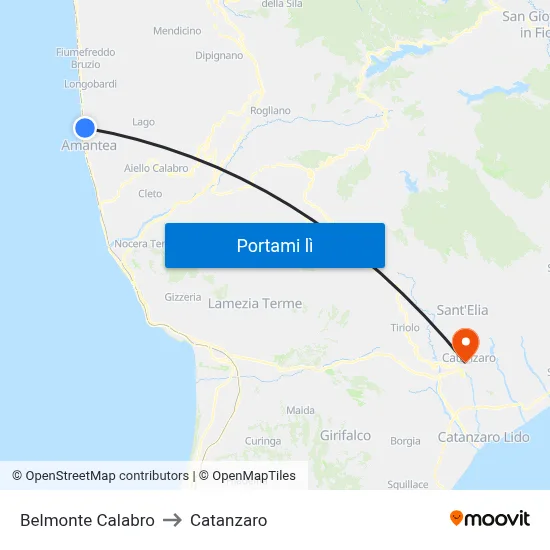 Belmonte Calabro to Catanzaro map