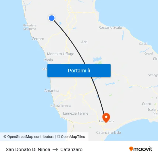 San Donato Di Ninea to Catanzaro map
