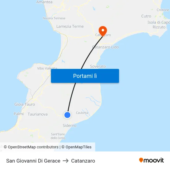 San Giovanni Di Gerace to Catanzaro map