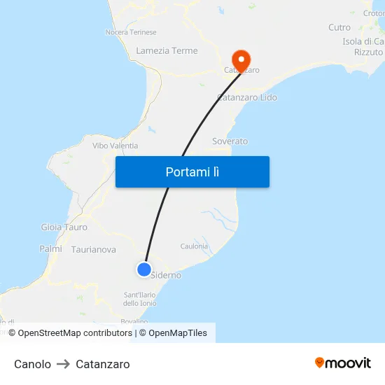 Canolo to Catanzaro map
