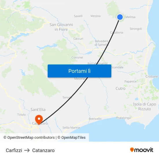Carfizzi to Catanzaro map