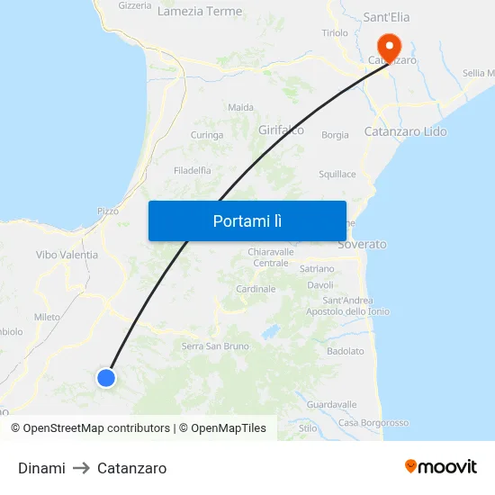 Dinami to Catanzaro map