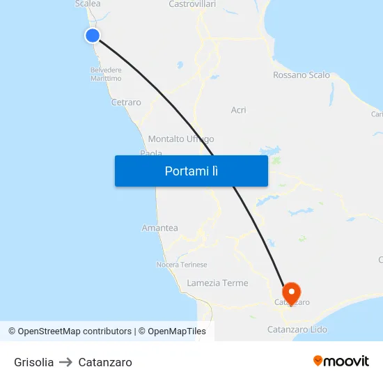 Grisolia to Catanzaro map