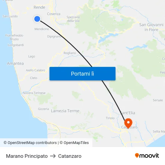 Marano Principato to Catanzaro map