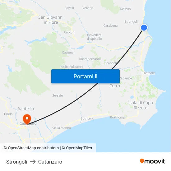 Strongoli to Catanzaro map