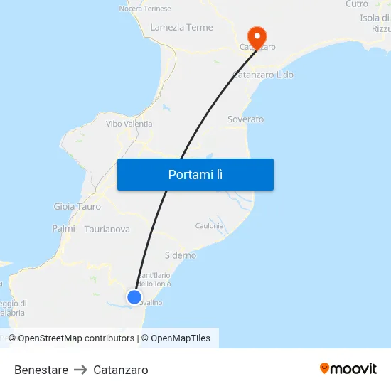 Benestare to Catanzaro map