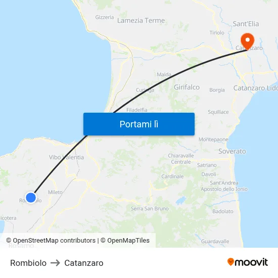 Rombiolo to Catanzaro map