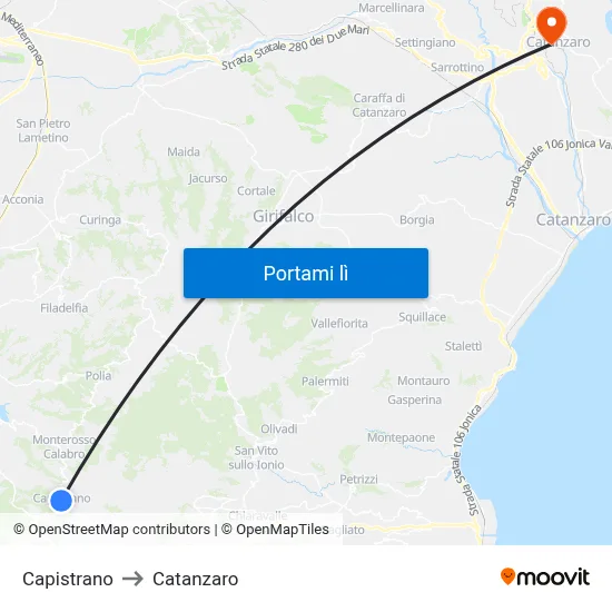 Capistrano to Catanzaro map