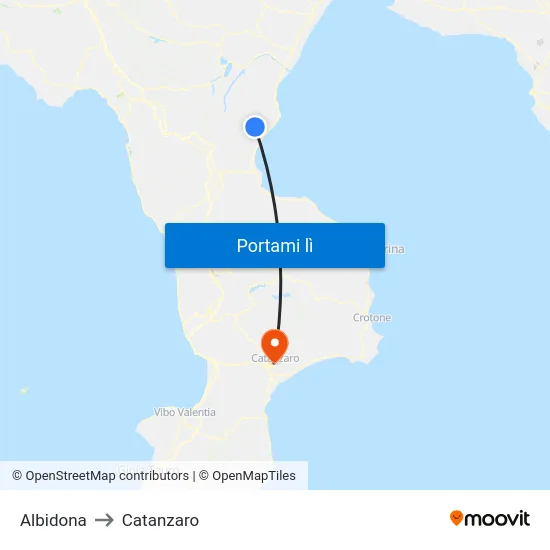 Albidona to Catanzaro map