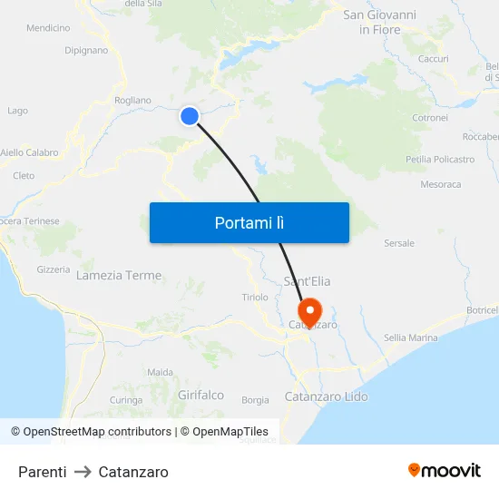 Parenti to Catanzaro map