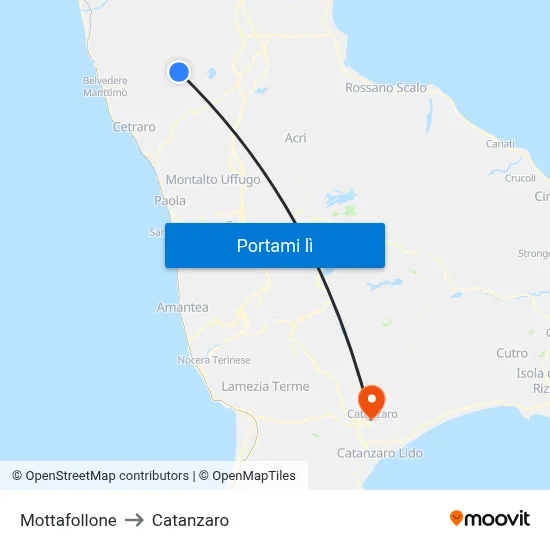 Mottafollone to Catanzaro map