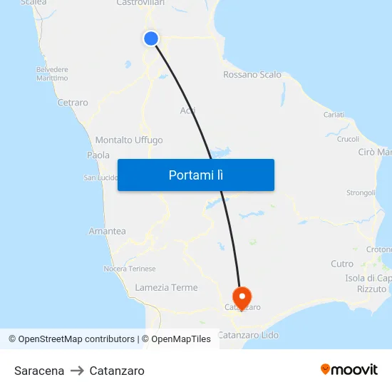 Saracena to Catanzaro map