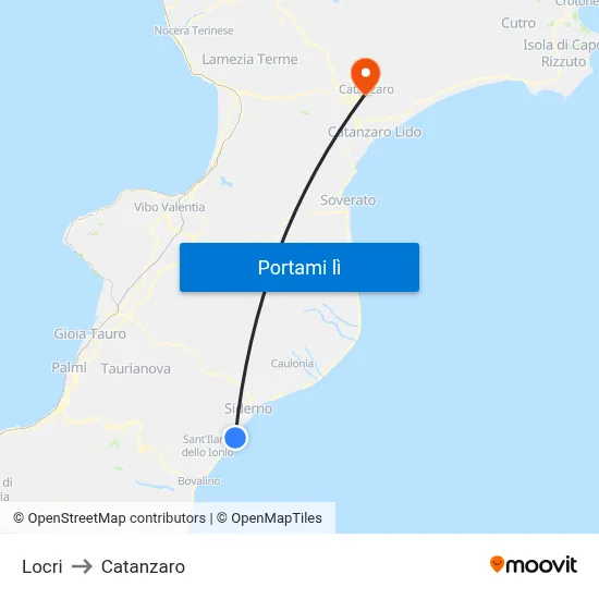 Locri to Catanzaro map