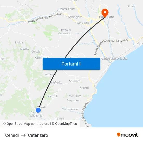 Cenadi to Catanzaro map