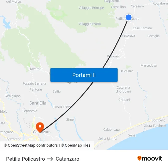 Petilia Policastro to Catanzaro map