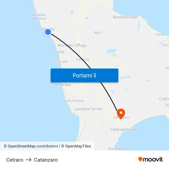 Cetraro to Catanzaro map