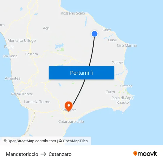 Mandatoriccio to Catanzaro map
