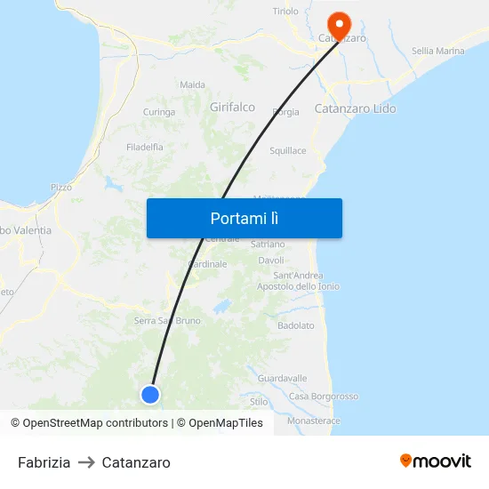 Fabrizia to Catanzaro map