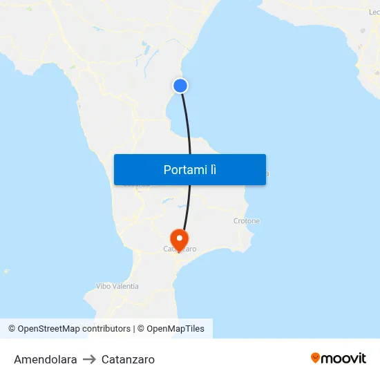 Amendolara to Catanzaro map