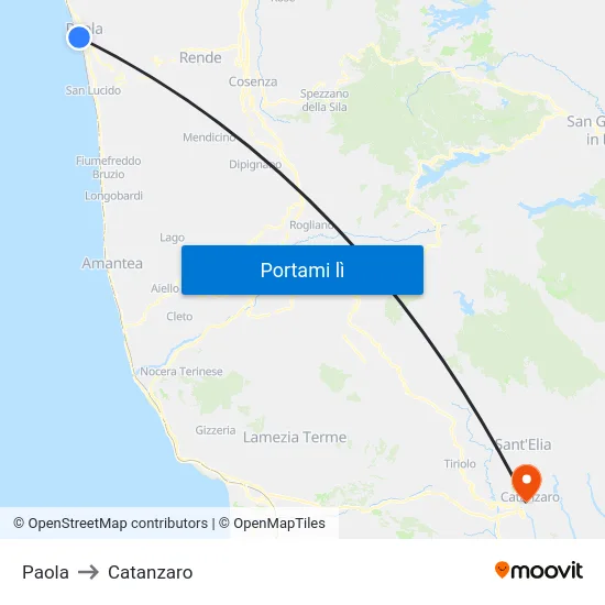 Paola to Catanzaro map