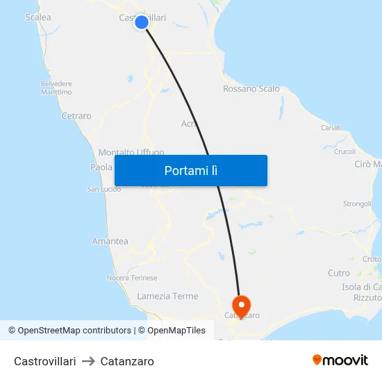 Castrovillari to Catanzaro map